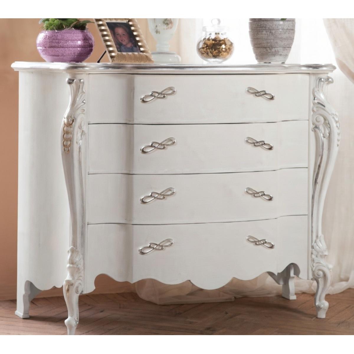 Luxury Ivory Baroque Ornate Chest of Drawers with Sculpted Cabriole Legs - Multi-Drawer Storage Front View by Luxury Group International