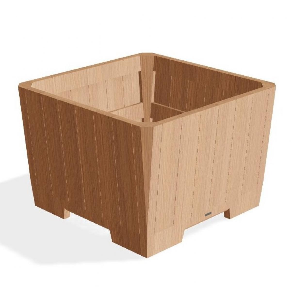 Vaso Quadrato Grande di Lusso con Finitura in Teak Naturale - 100x100 cm Vista frontale di Luxury Group International