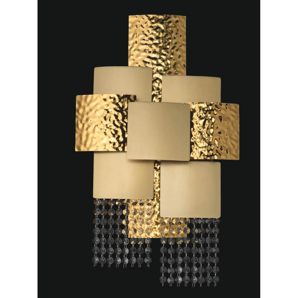 Luxus geschichtet Quadrat Art Deco Geometrische Messing Kristall Fransen Wandleuchte von Luxury Group International