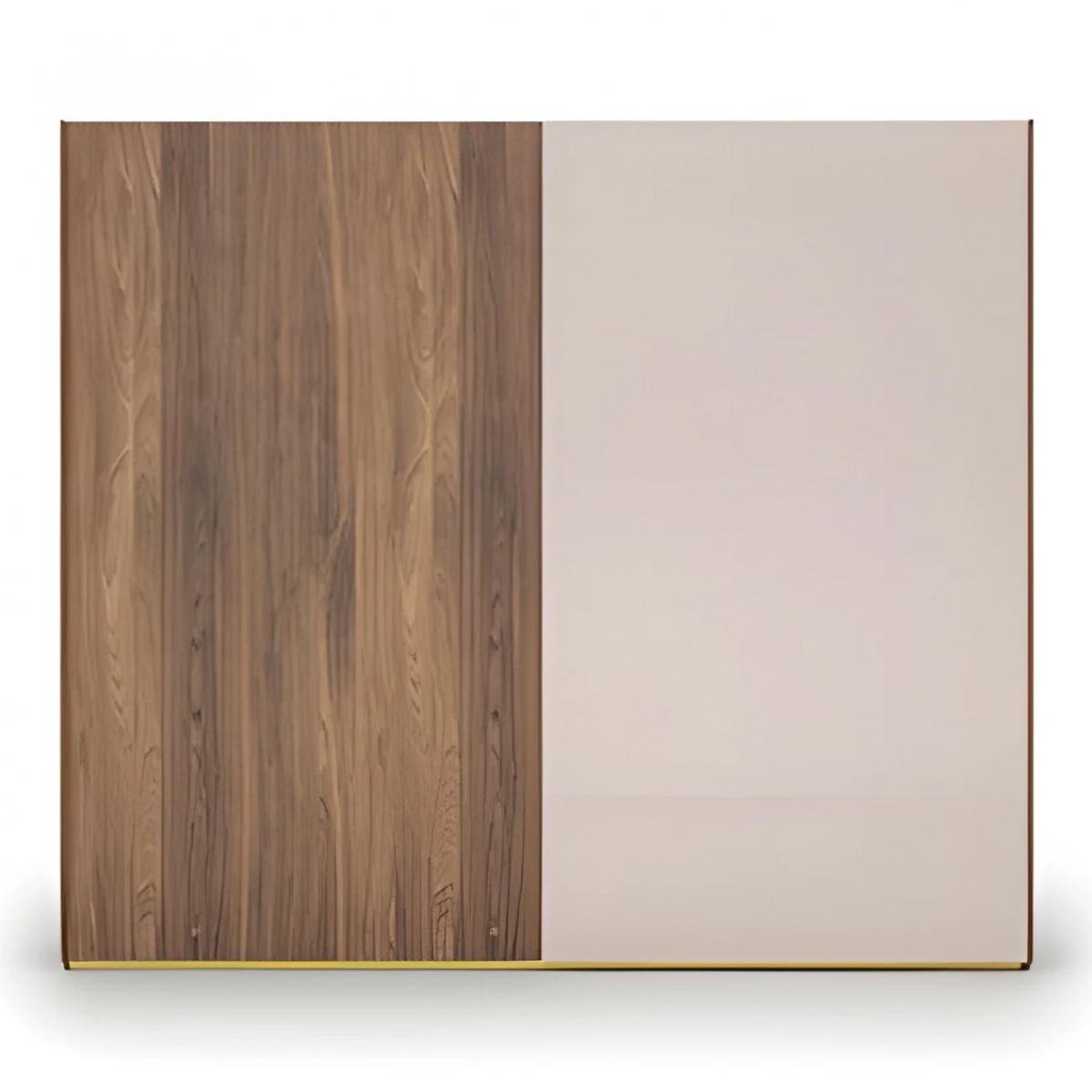 Luxus Moderner minimalistischer Schlafzimmer-Schrank in braunem mattem Massivholz mit Spiegel von Luxury Group International