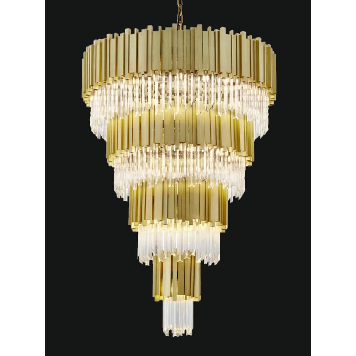 Luxuriöser moderner Art-Déco-Kronleuchter mit 8 Ebenen aus goldenem Kristall von Luxury Group International