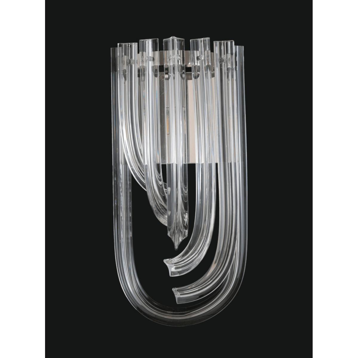 Luxury Modern Art Deco Curved Clear Glass Rod Wall Lamp for Elegant Living Room Lighting Front View by Luxury Group International