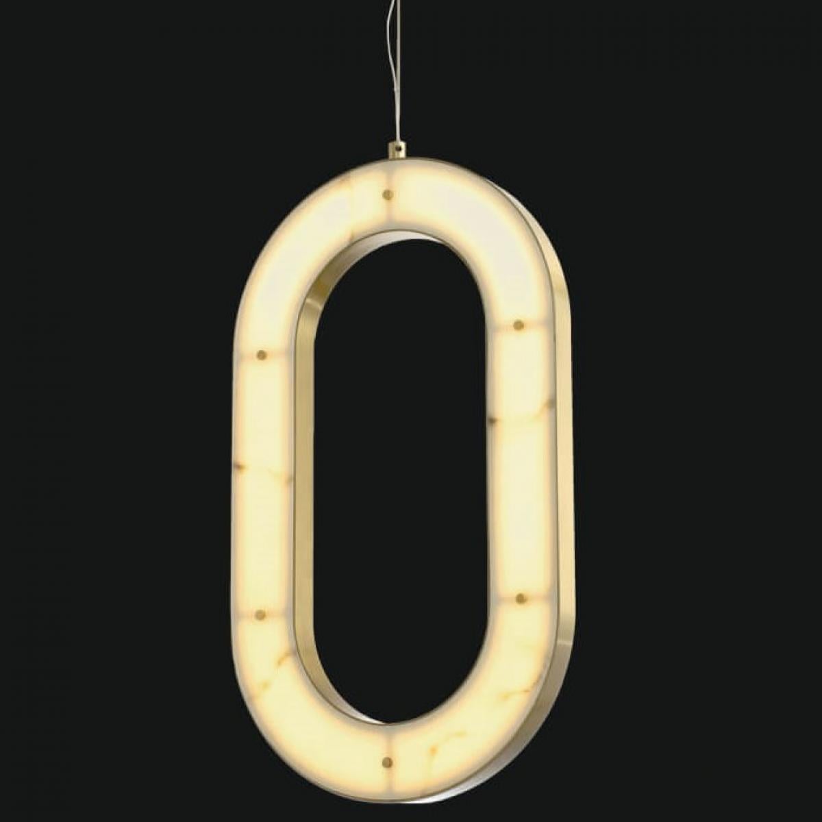 Luxuriöse moderne Art Deco Gold LED Alabaster Ring Deckenleuchte von Luxury Group International