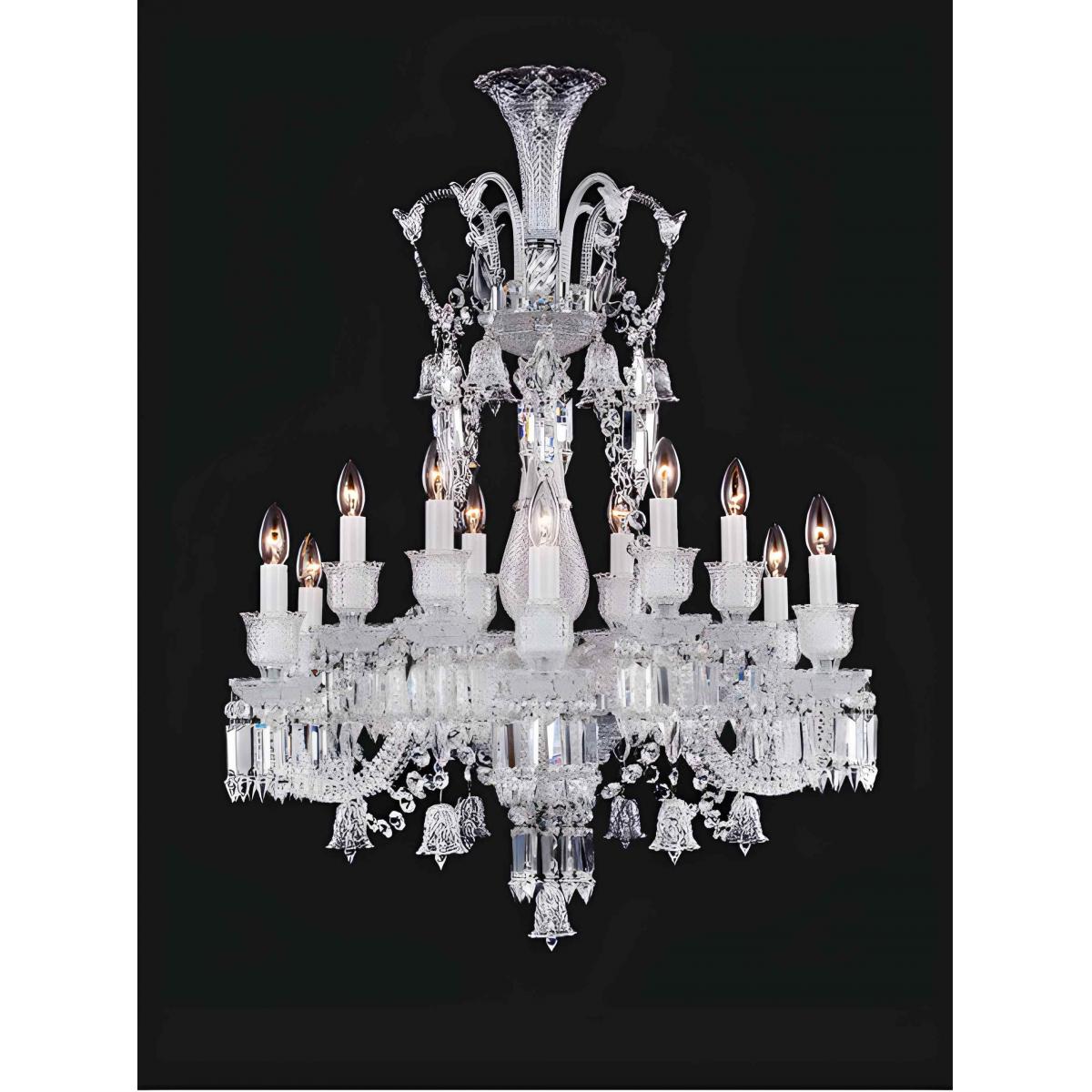 Luxury Modern Crystal Chandelier in Silver Polished Metal with Hanging Prisms by Luxury Group International