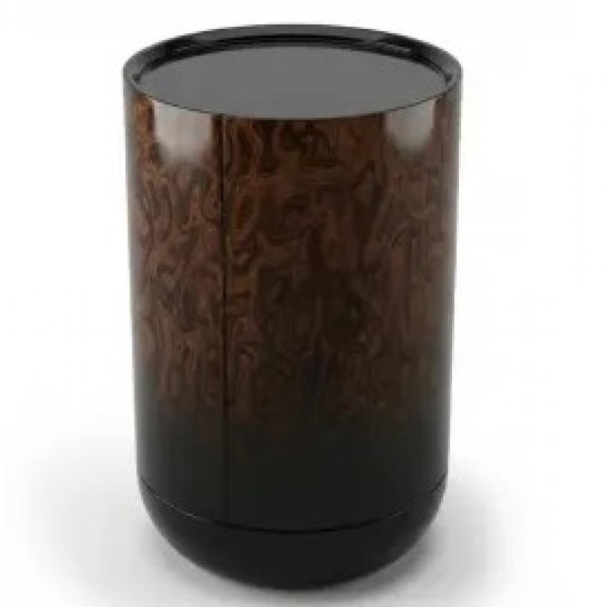 Luxury Modern Cylindrical Side Table with Dark Wood Veneer Finish by Luxury Group International