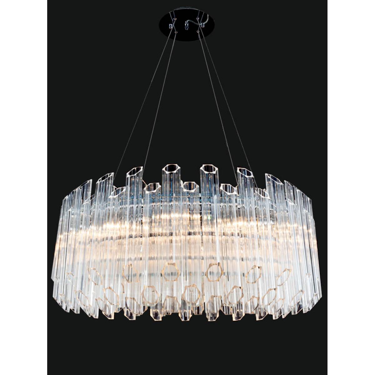 Luxury Modern Round Crystal Rod Chandelier for Living Room – Art Deco Ring Design Side View by Luxury Group International