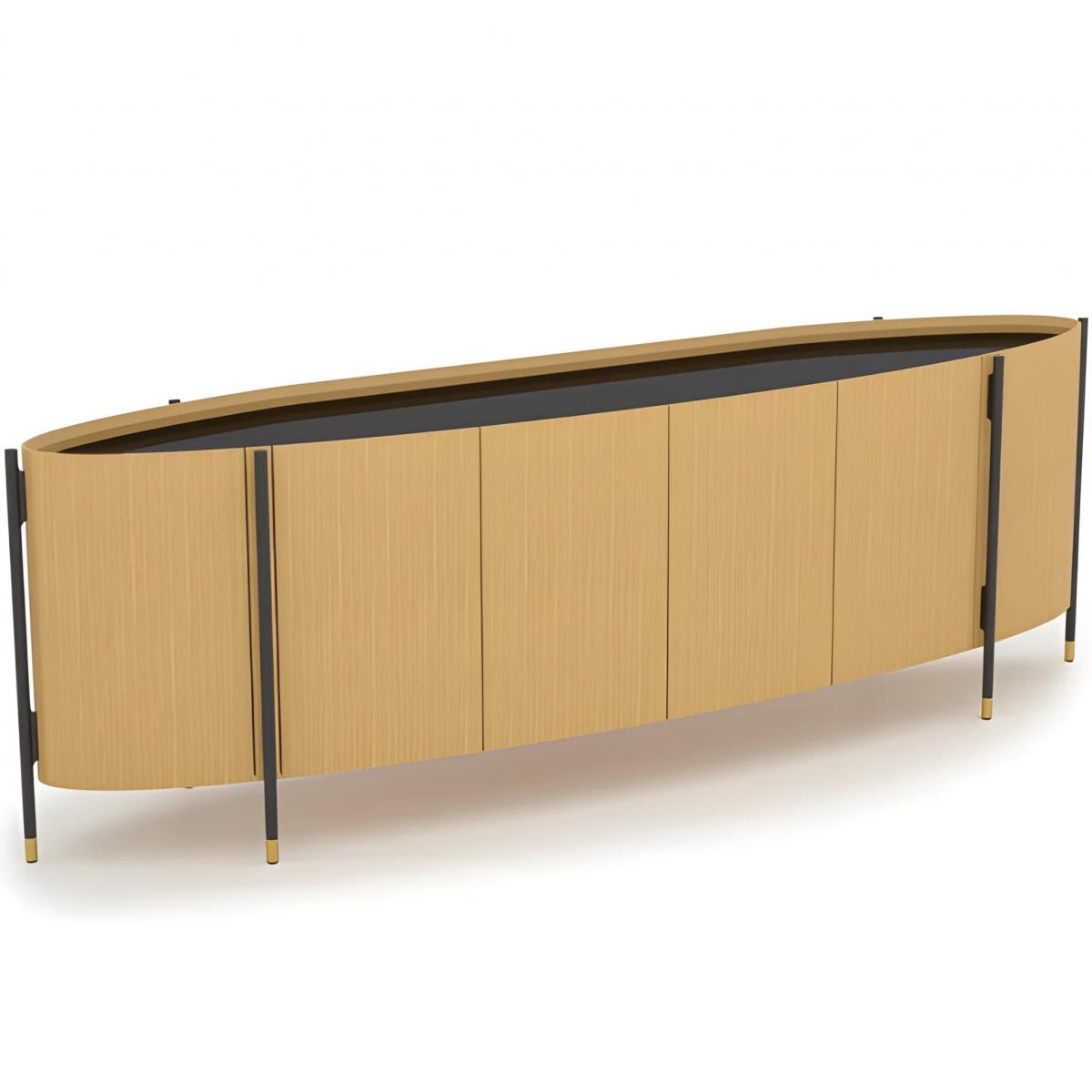 Buffet de Luxe Naturel Noir avec 4 Portes et Finition Laiton - Meubles de Luxe par Luxury Group International