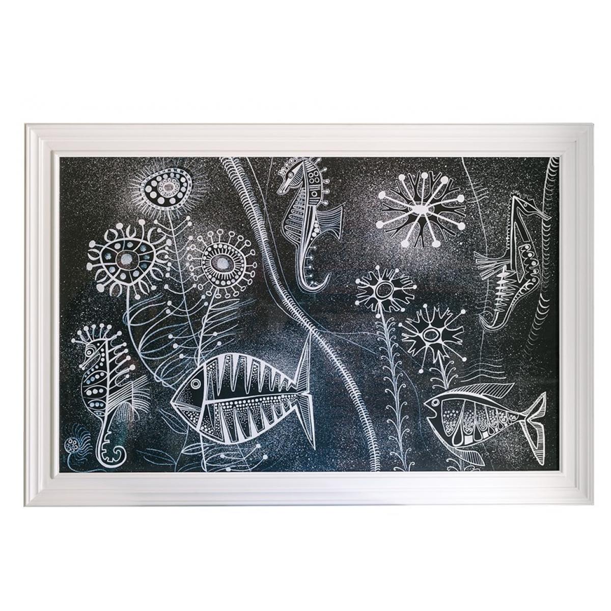 Luxus Marine-inspirierte Wandkunst auf Schwarz-Weiß-Papier mit gesprenkeltem Hintergrund von Luxury Group International