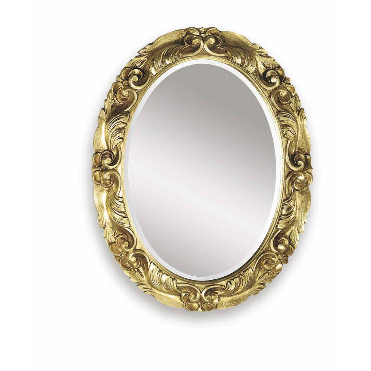 Luxury Oval Baroque Gold Wall Mirror with Deep-Carved Acanthus Floral Scroll - Baroque Mirror Front View by Luxury Group International