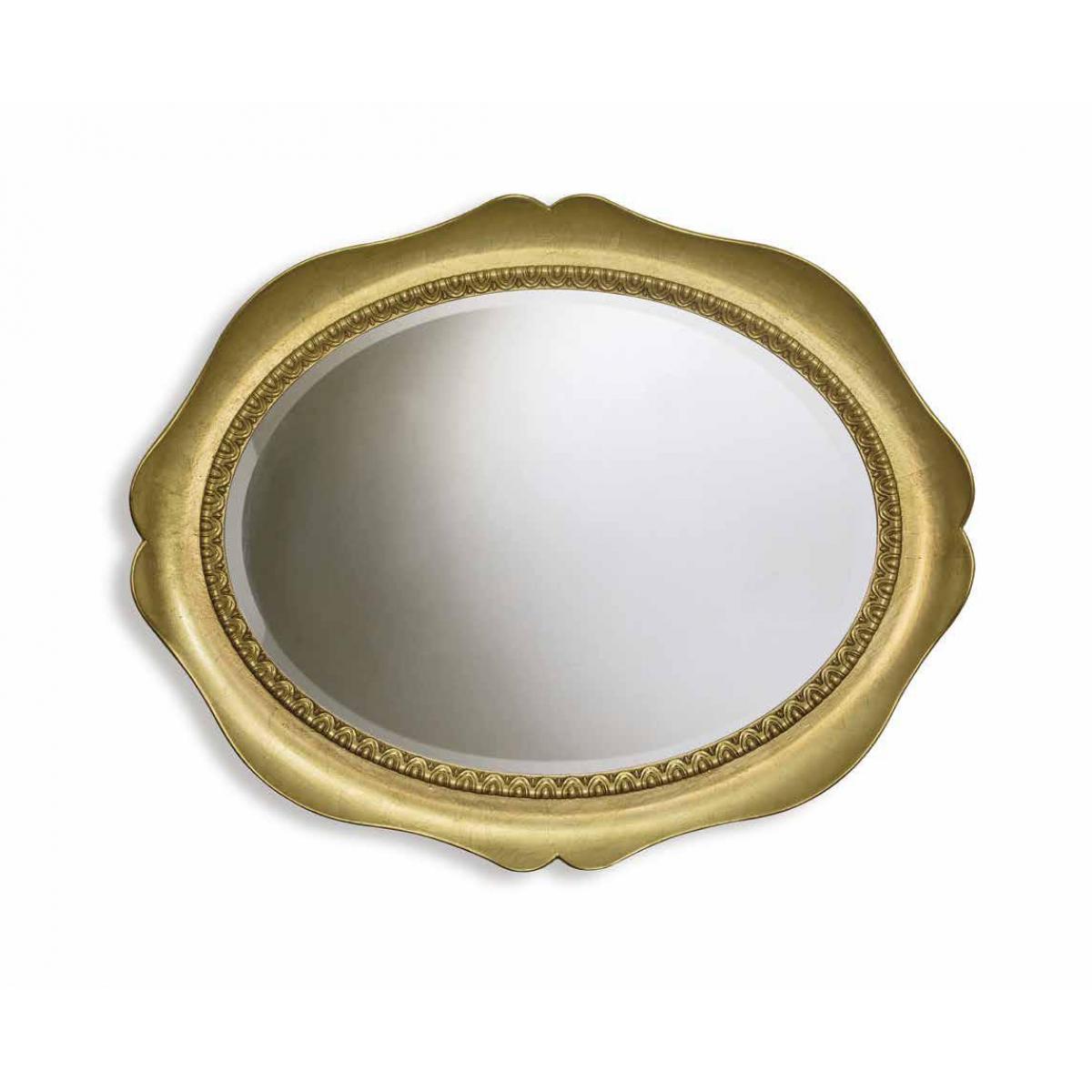 Luxury Oval Baroque Wall Mirror in Gold Petal Frame with Decorative Inner Border - Baroque Mirror Front View by Luxury Group International