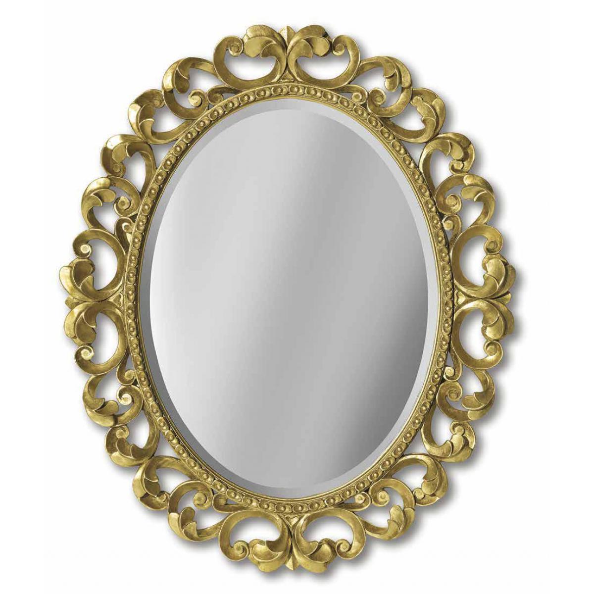 Luxury Oval Baroque Wall Mirror with Open Scroll Frame - Gold & Silver Finish Variations Front View by Luxury Group International