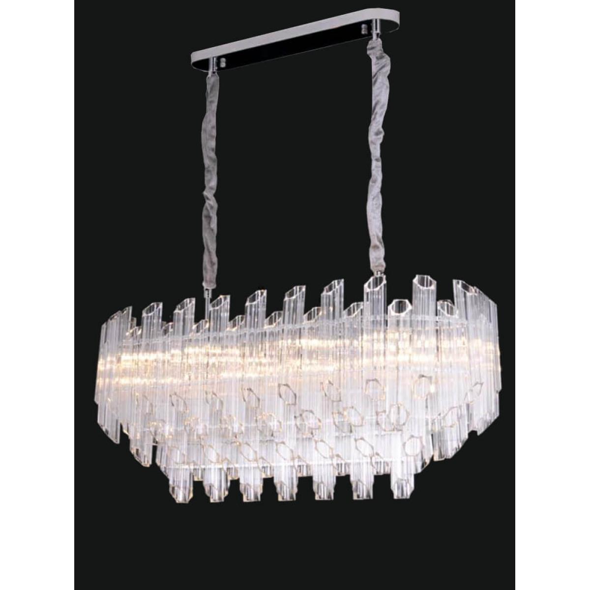 Luxury Oval Tiered Crystal Glass Rod Modern Chandelier for Home Decor Side View by Luxury Group International