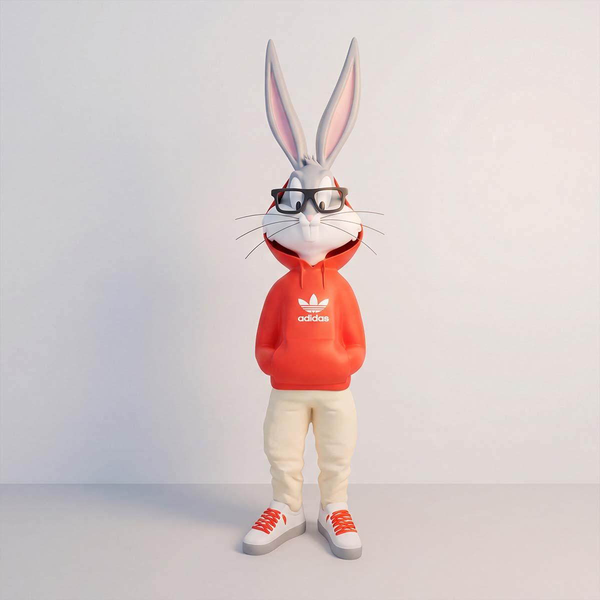 Luxury Rabbit Sculpture in Streetwear Style with Contemporary Skater Aesthetic – 168 CM - Modern Sculpture Front View by Luxury Group International