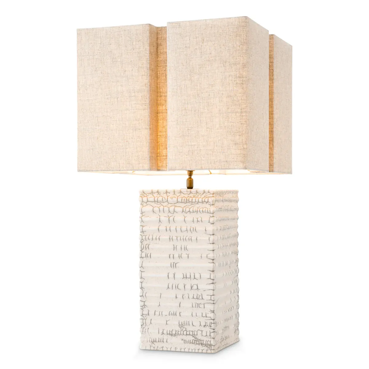 Luxury ceramic table lamp with beige lampshade antique white / beige H. 79 cm by Luxury Group International