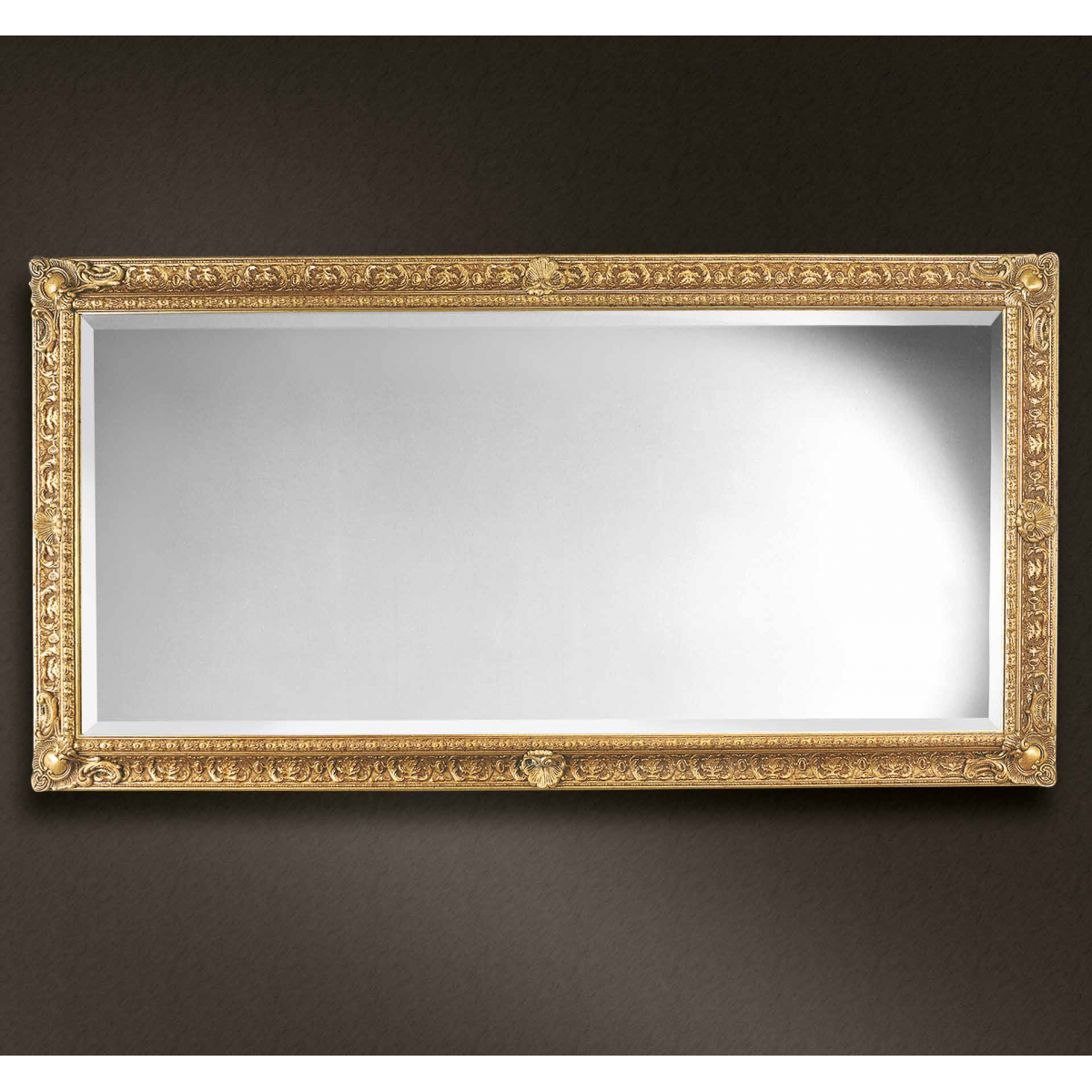 Luxury Rectangular Antique Gold Baroque Wall Mirror with Floral Medallion Accents – 178 CM by Luxury Group International