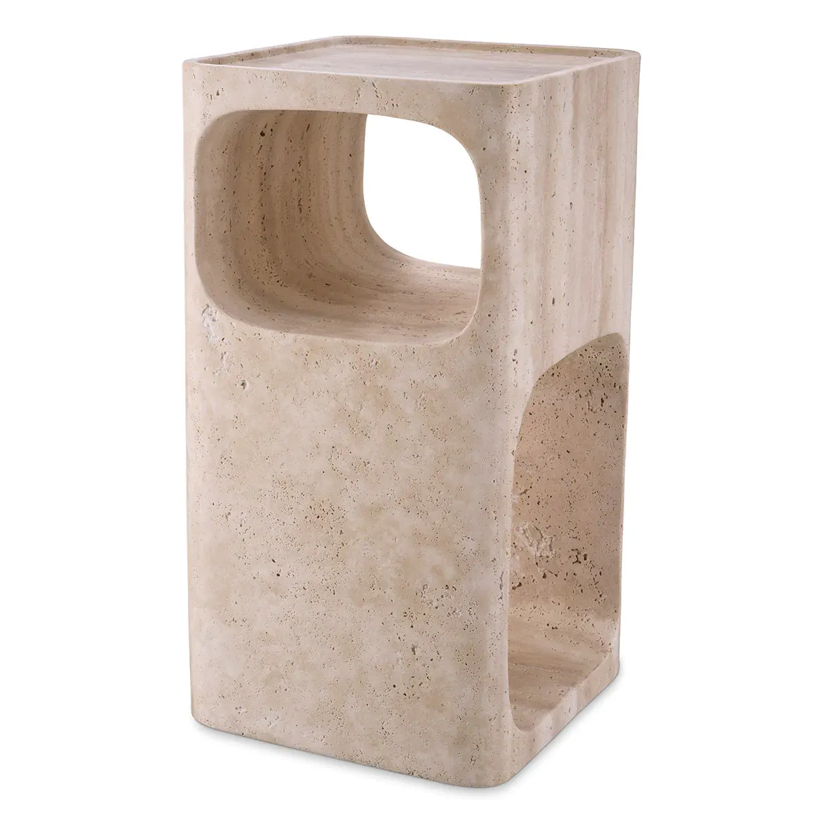 Luxury Rectangular Beige Travertine Side Table by Luxury Group International