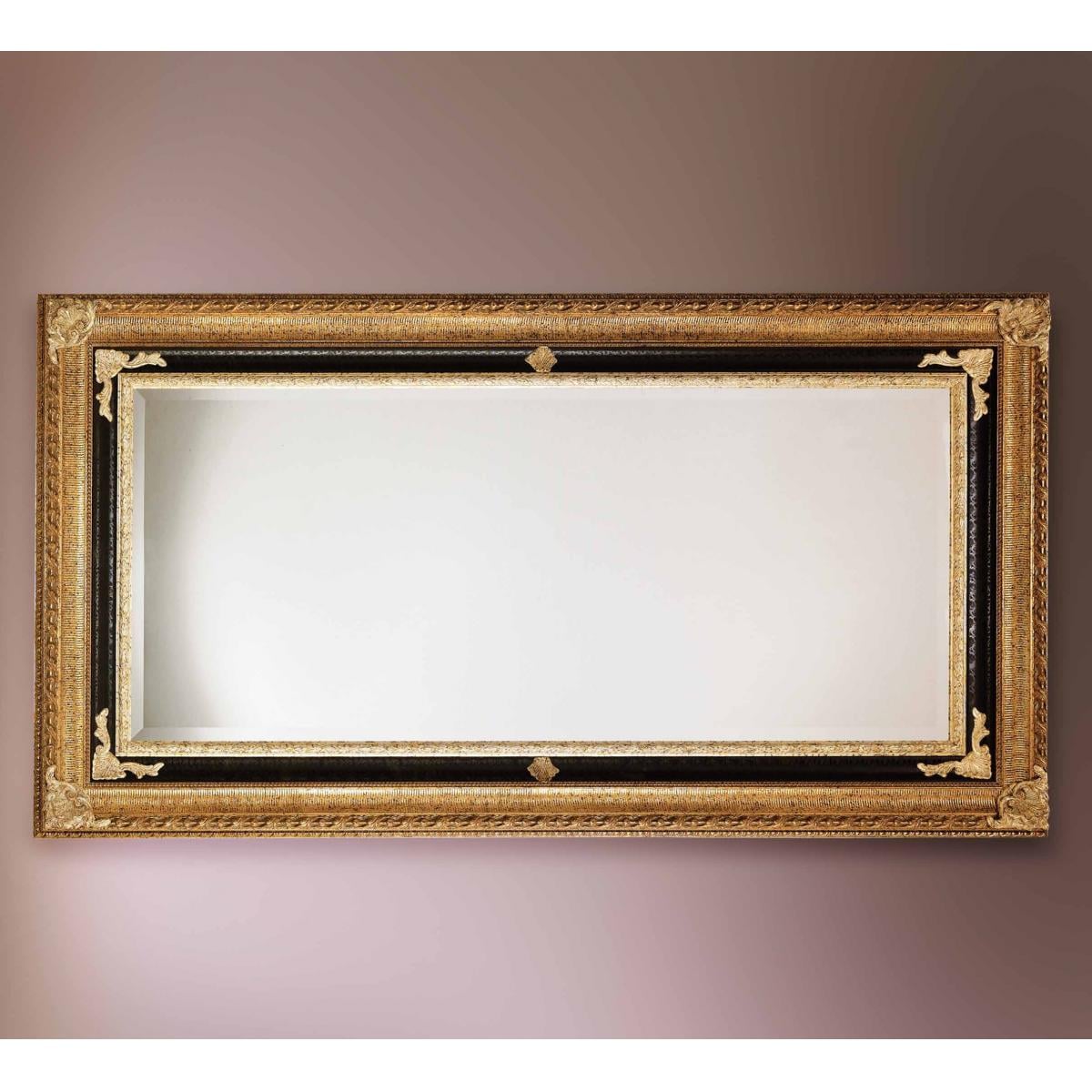 Luxury Rectangular Black & Gold Baroque Wall Mirror with Handcrafted Ornate Frame – 197 CM by Luxury Group International