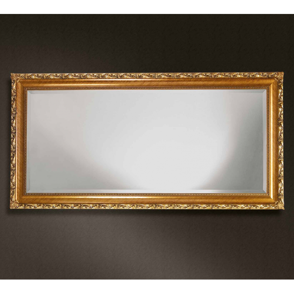 Luxury Rectangular Classic Gold Baroque Wall Mirror with Beaded Inner Frame – 181 CM by Luxury Group International