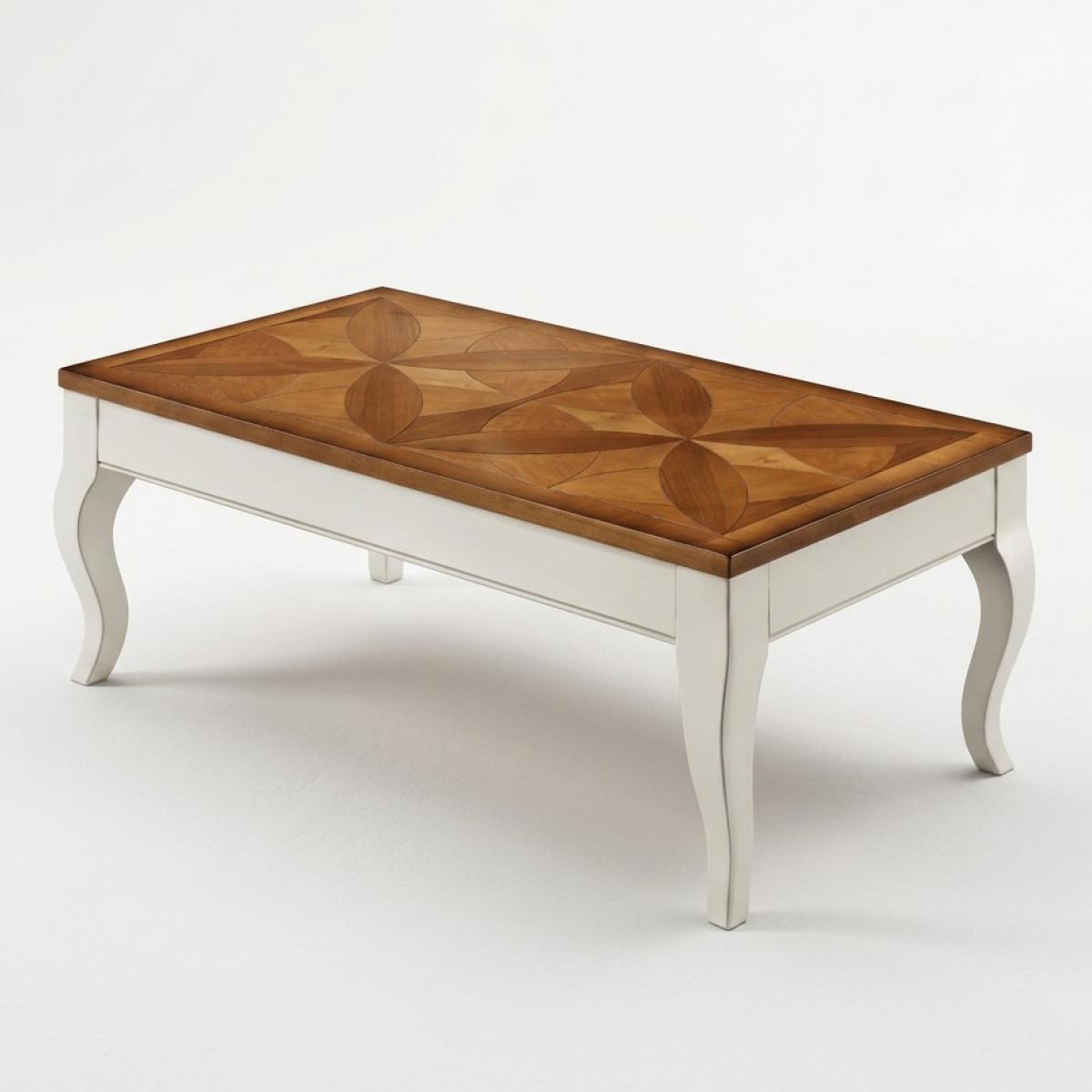 Luxus Rechteckiger Couchtisch mit Geometrischem Holzintarsien-Lift-Top und Stauraum Vorderansicht von Luxury Group International