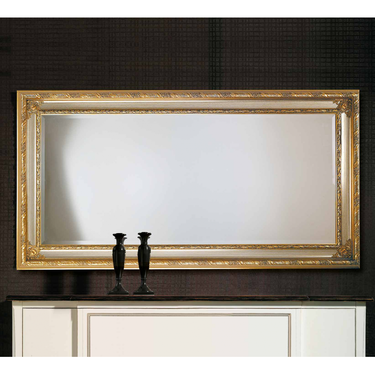 Luxury Rectangular Gold Baroque Wall Mirror with Layered Ornate Frame – 184 CM by Luxury Group International