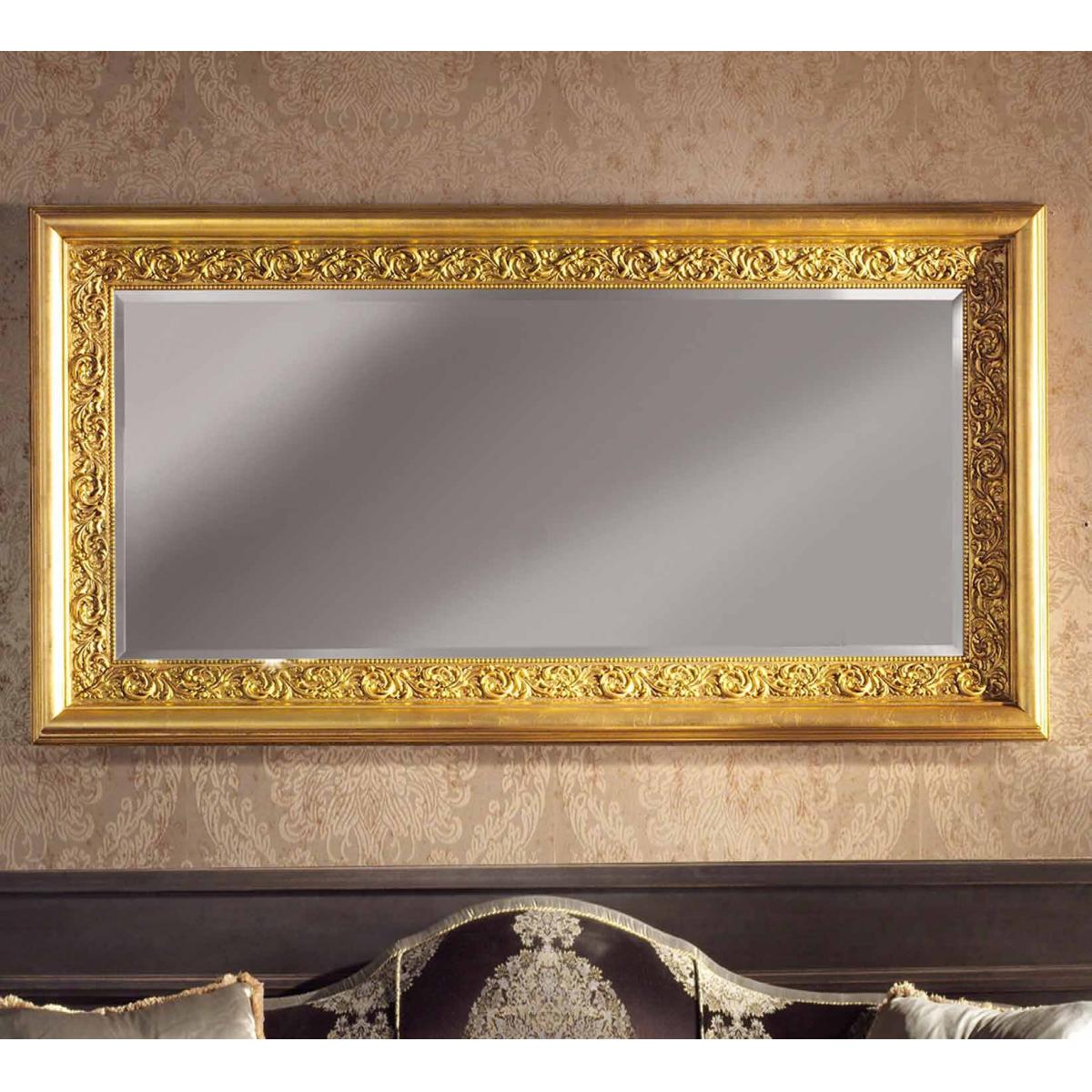 Luxury Rectangular Gold Baroque Wall Mirror with Ornate Handcrafted Leaf Frame – 190 CM by Luxury Group International