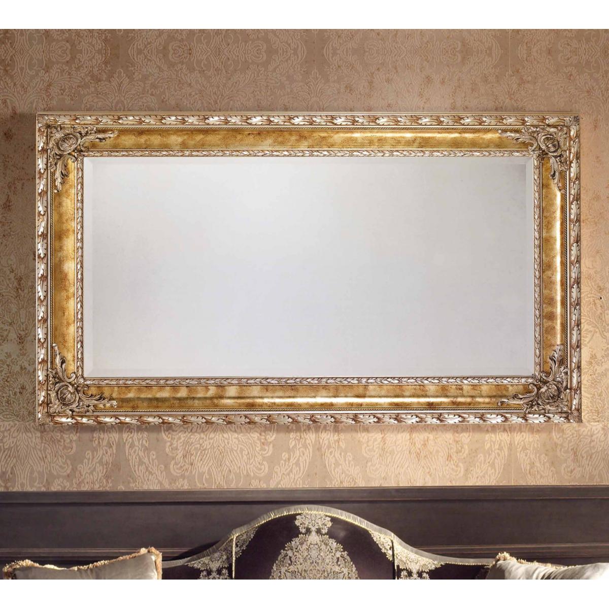 Luxury Rectangular Gold Baroque Wall Mirror with Sculpted Floral Corner Accents – 171 CM by Luxury Group International