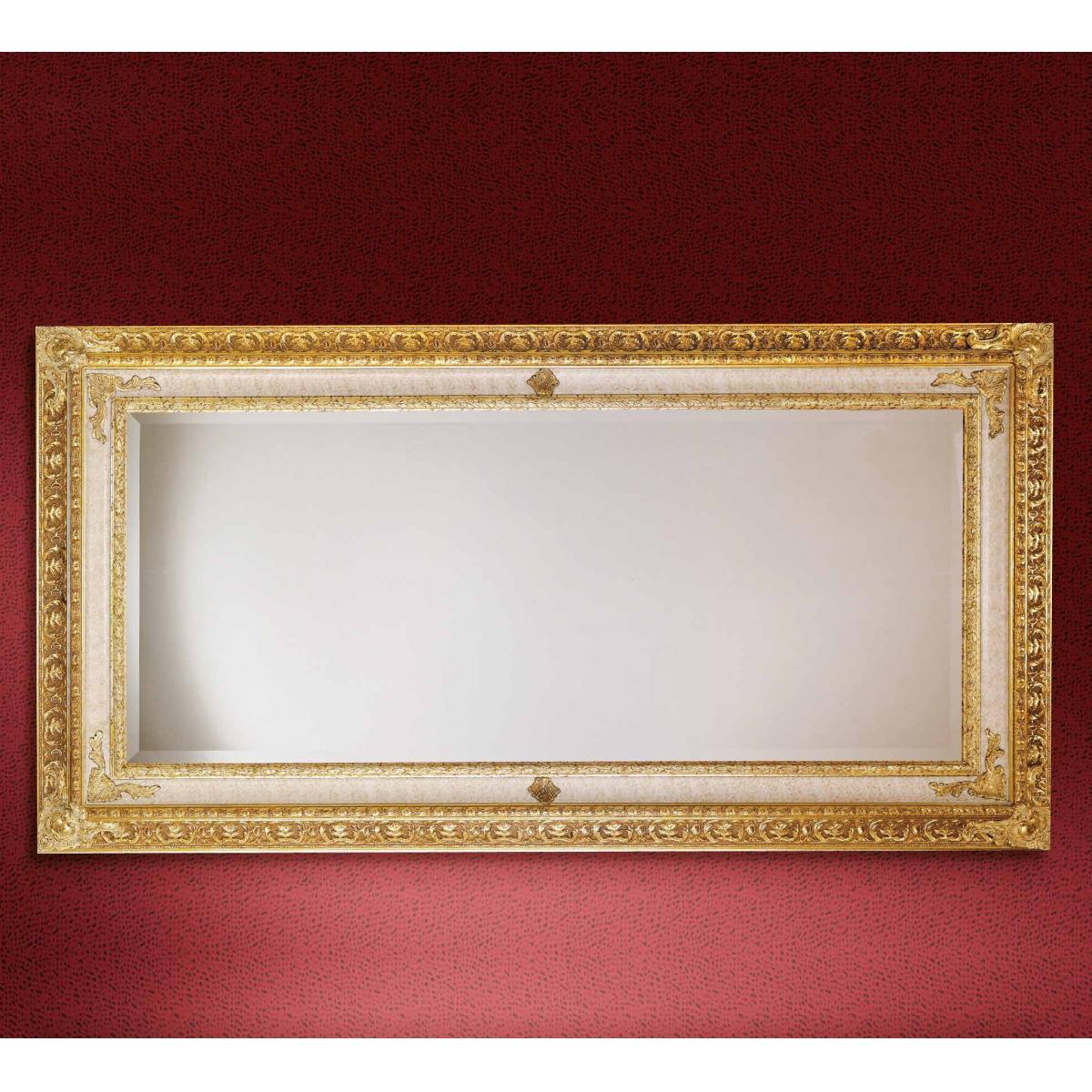 Luxury Rectangular Ivory & Gold Baroque Wall Mirror with Handcrafted Ornate Frame – 194 CM by Luxury Group International