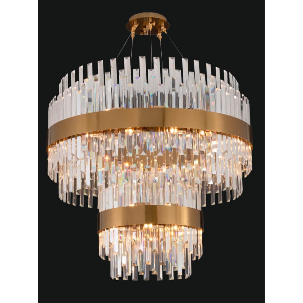 Luxuriöser runder Champagner-goldener Band-Stufenmoderner Kristall-Kronleuchter Licht von Luxury Group International