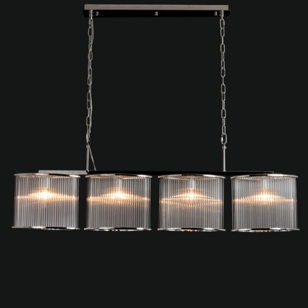 Luxury Round 4 lights Chrome Finish Island Modern Crystal Chandelier with Fluted Glass by Luxury Group International