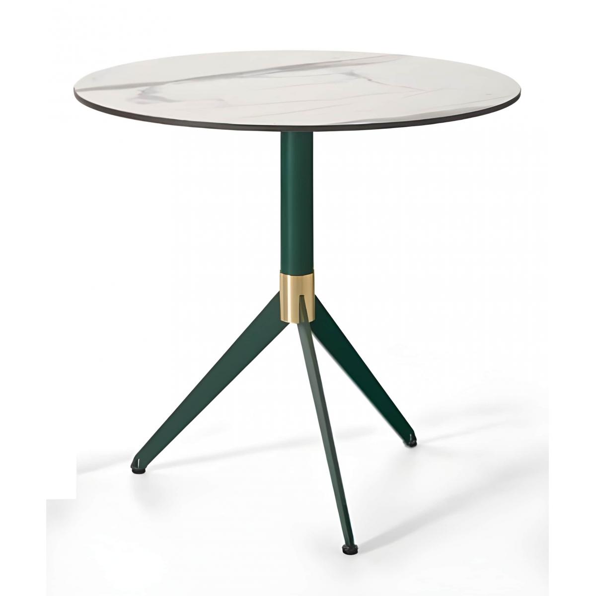 Luxuriöser runder Bartisch mit Marmorplatte, grünem Dreifußgestell und goldenem Akzentkragen von Luxury Group International