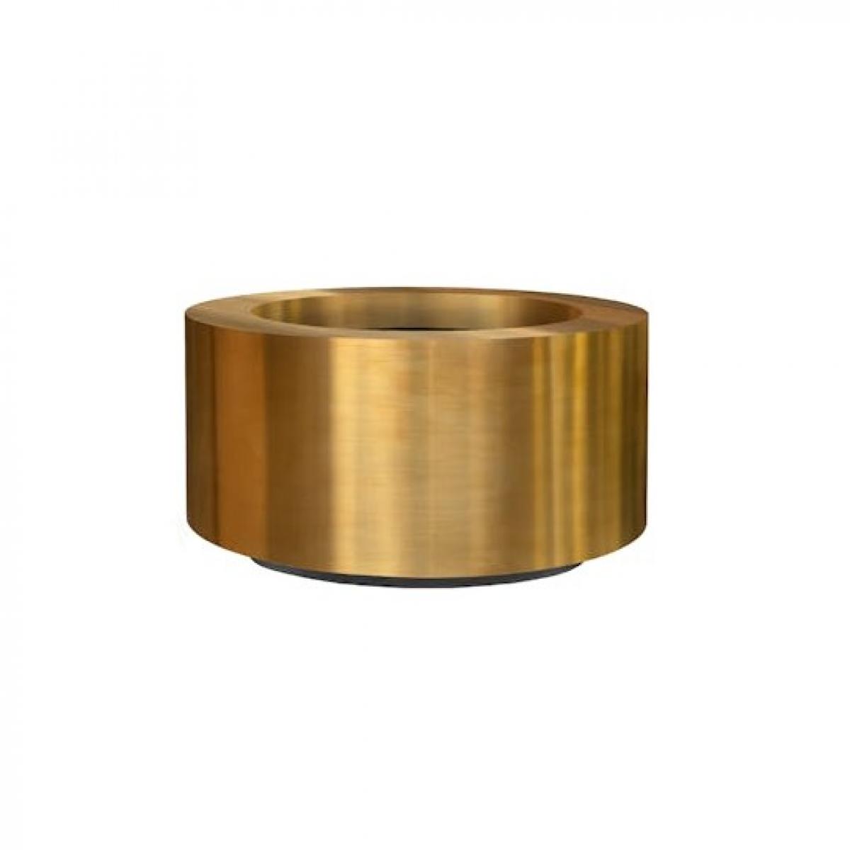 Pot de Fleurs Rond de Luxe avec Silhouette Cylindrique Ø 52 cm - Finition Or & Laiton Patiné Vue de face par Luxury Group International