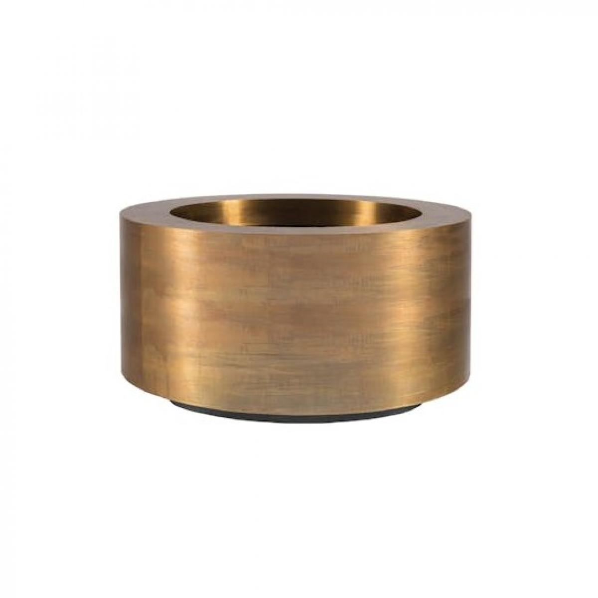 Pot de Fleurs Rond de Luxe au Profil Cylindrique Large Ø 62 cm - Finition Or & Laiton Patiné Vue de face par Luxury Group International