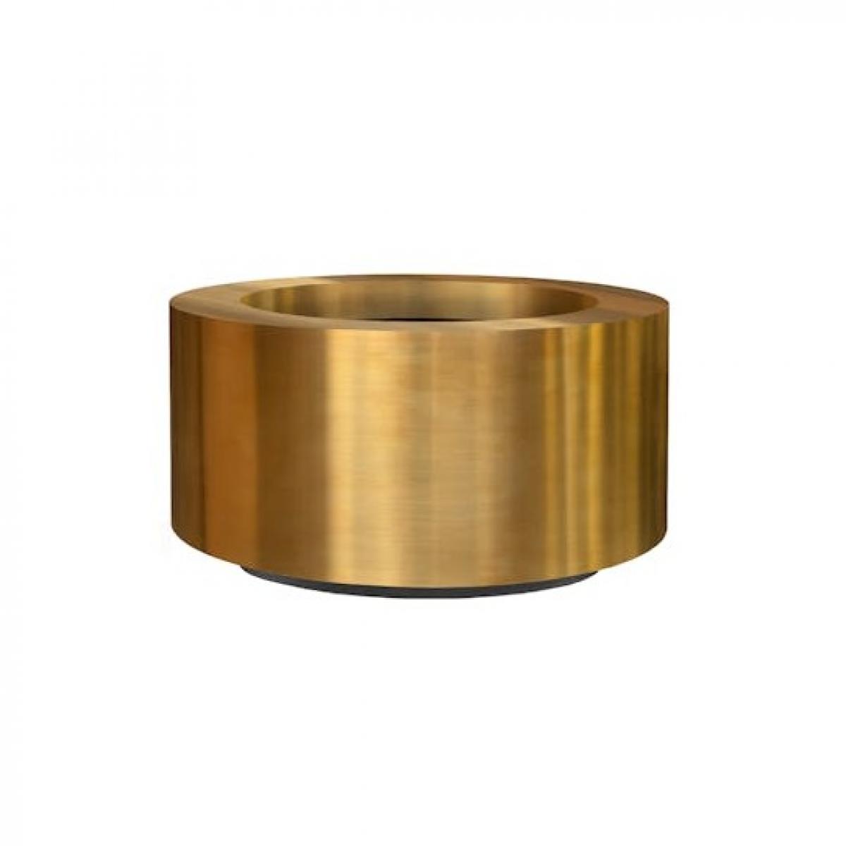 Maceta Redonda de Lujo con Perfil Cilíndrico Ancho Ø 62 cm - Acabado en Latón Dorado y Latón Envejecido Vista frontal por Luxury Group International