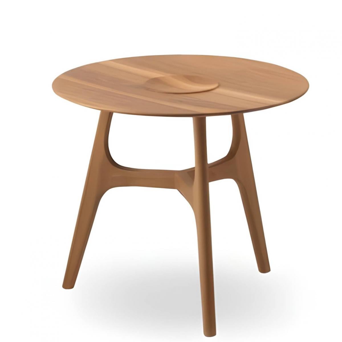 Luxus-Runder Beistelltisch aus Holz mit skulptiertem offenem Gestell in natürlicher Eichenoptik von Luxury Group