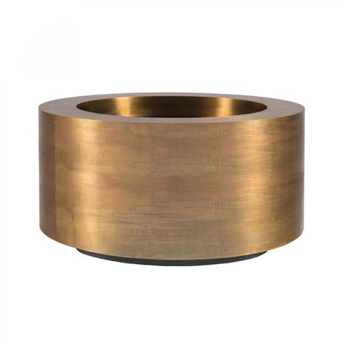 Luxus-Runder Pflanzkübel mit zylindrischer Form Ø 110 cm – Gold- & Patinierter Messing-Finish Vorderansicht von Luxury Group International