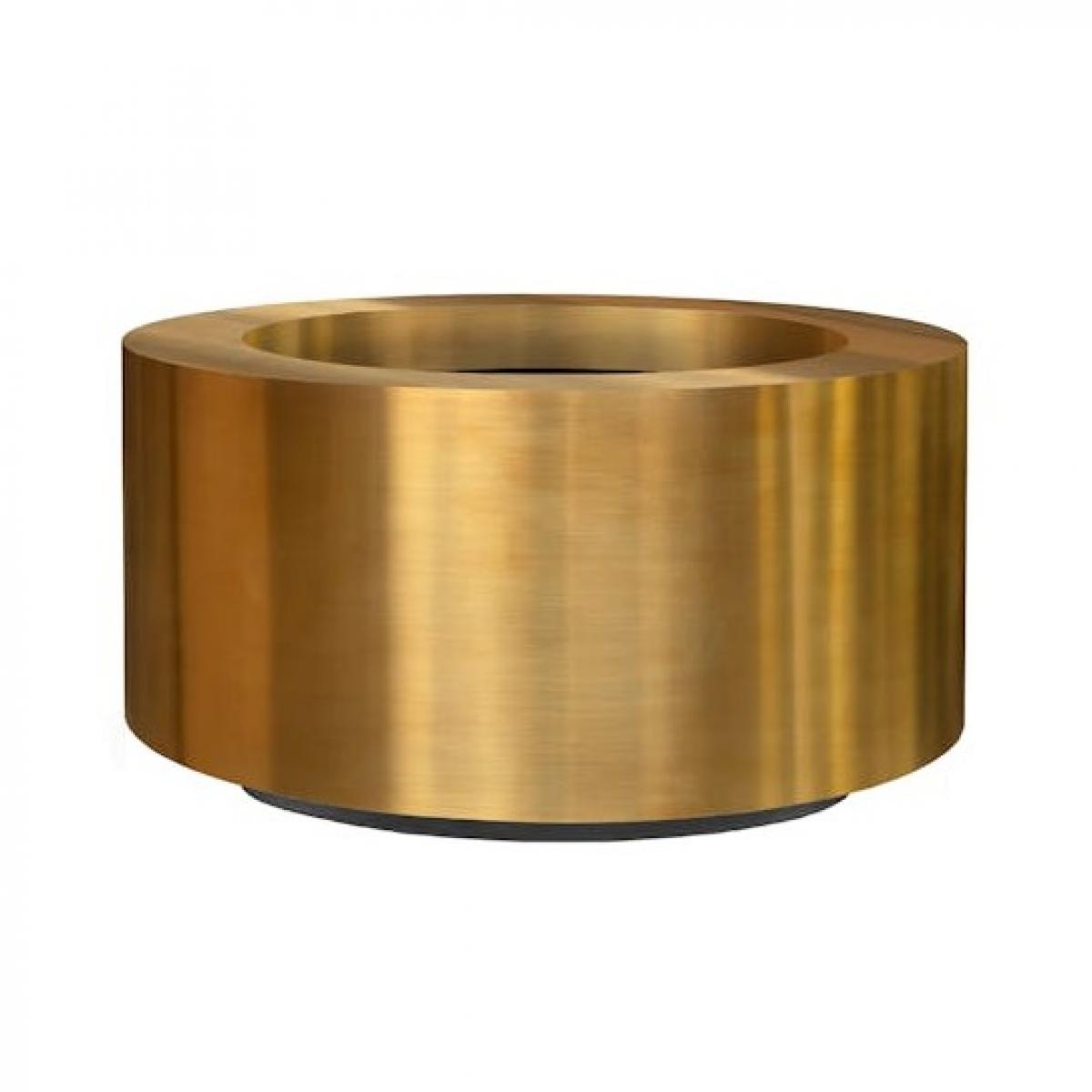 Maceta Redonda de Lujo con Forma Cilíndrica Ø 110 cm - Acabado en Latón Dorado y Latón Envejecido Vista frontal por Luxury Group International