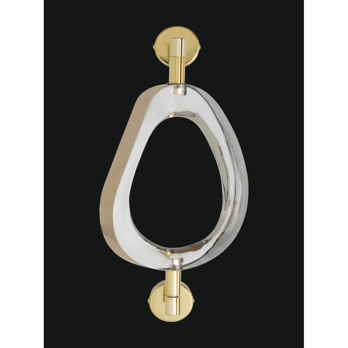 Luxury Sculptural Designer Chrome Ring Wall Lamp with Gold Finish Mounting Front View by Luxury Group International