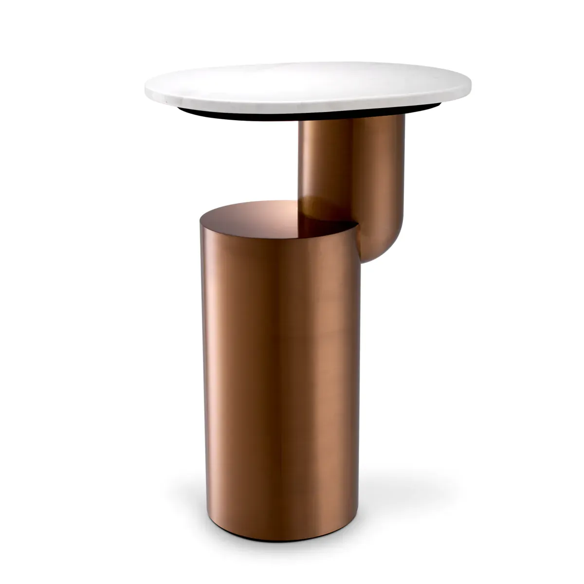 Luxury Side Table With Marble Table Top White / Copper by Luxury Group International