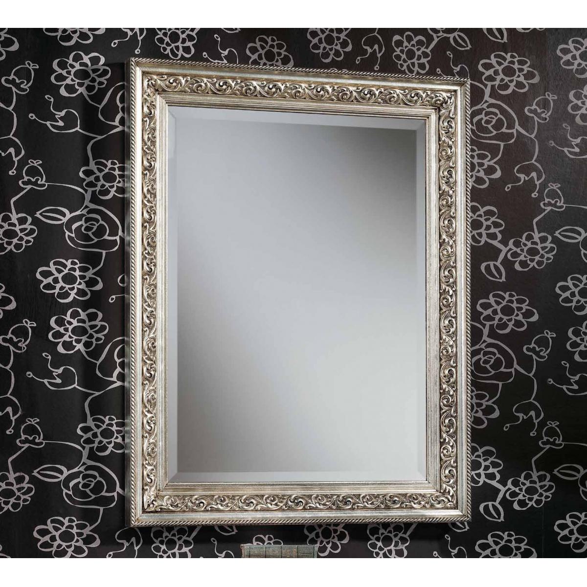 Luxury Silver Baroque Wall Mirror with Ornamental Leaf Relief Border & Bevelled Glass — 176 CM Front View by Luxury Group International