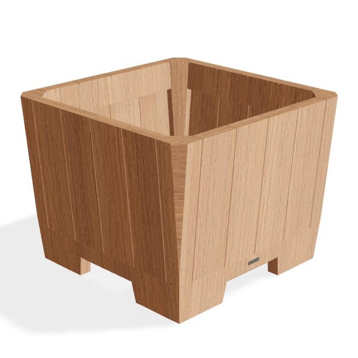 Vaso Quadrato di Lusso in Finitura Teak Naturale 70x70 cm Vista frontale di Luxury Group International