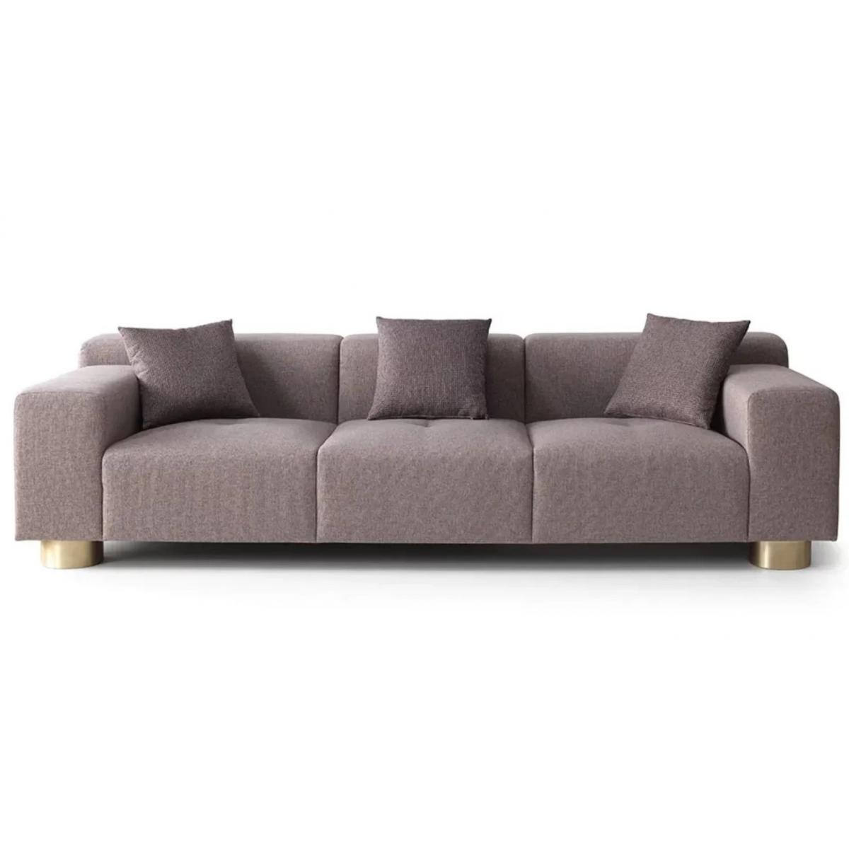 Luxury sofa gray/brass 260 x 100 x H. 70 cm-Living room sofa-Hotel sofa-Living room furniture Front View by Luxury Group International