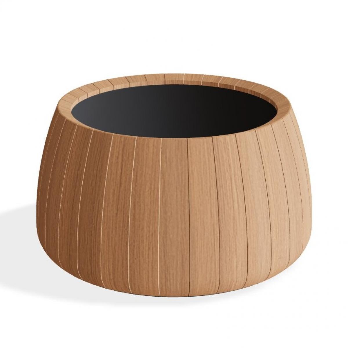 Vaso in Teak di Lusso con Forma Architettonica Arrotondata - Ø 90 cm Vista frontale di Luxury Group International