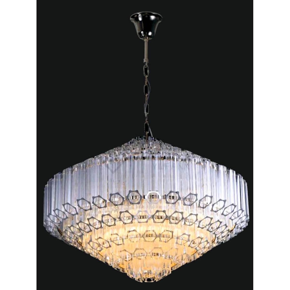 Luxury Tiered Modern Chandelier with Crystal Tubes & Polished Chrome Finish Side View by Luxury Group International