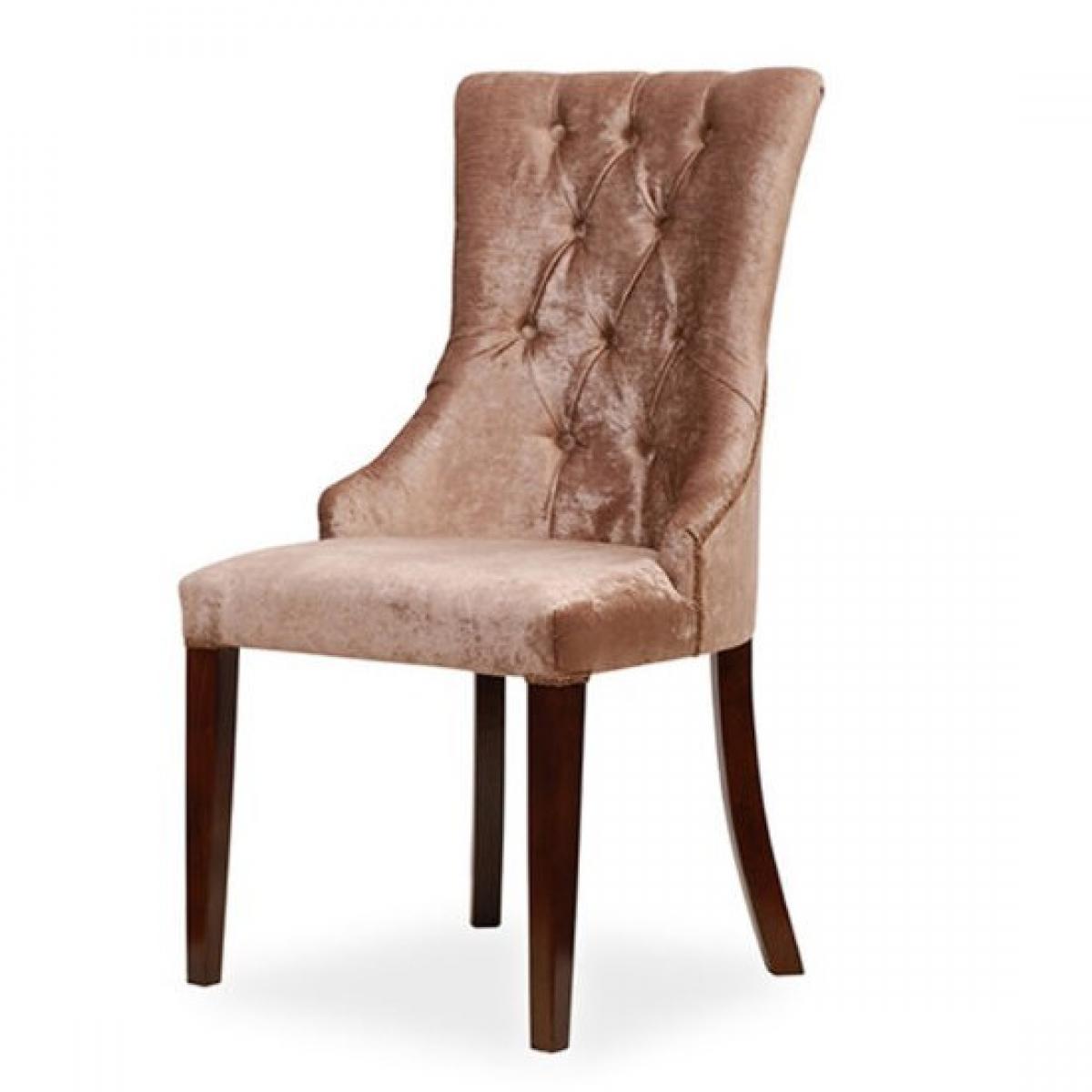Luxury Tufted Velvet Dining Chair with Curved Backrest - Red Velvet/Beige Velvet Finishes Front View by Luxury Group International