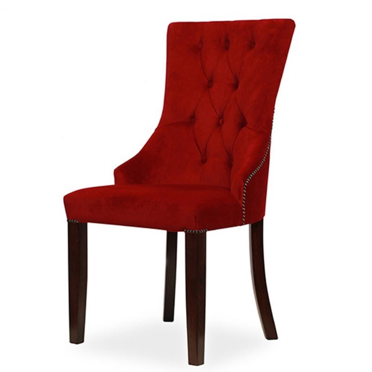 Luxury Tufted Velvet Dining Chair with Curved Backrest - Red Velvet/Beige Velvet Finishes Front View by Luxury Group International