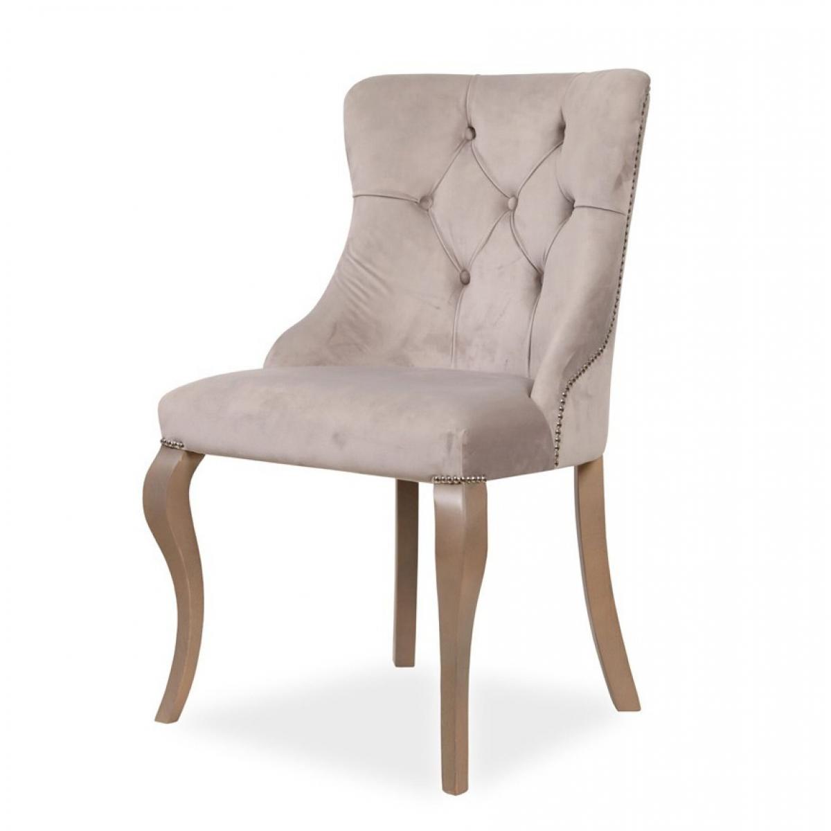 Luxury Tufted Velvet Dining Chair with Curved Backrest - Royal Blue/Taupe Velvet Finishes Front View by Luxury Group International