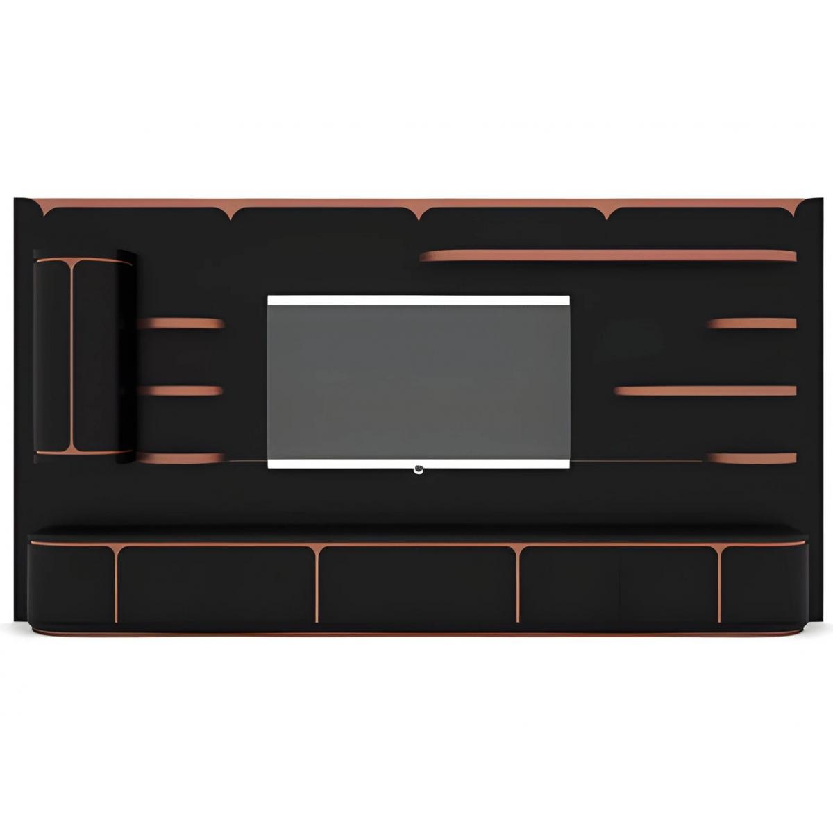 Meuble TV de luxe noir / cuivre 430 cm - Mobilier salon & hôtel par Luxury Group International