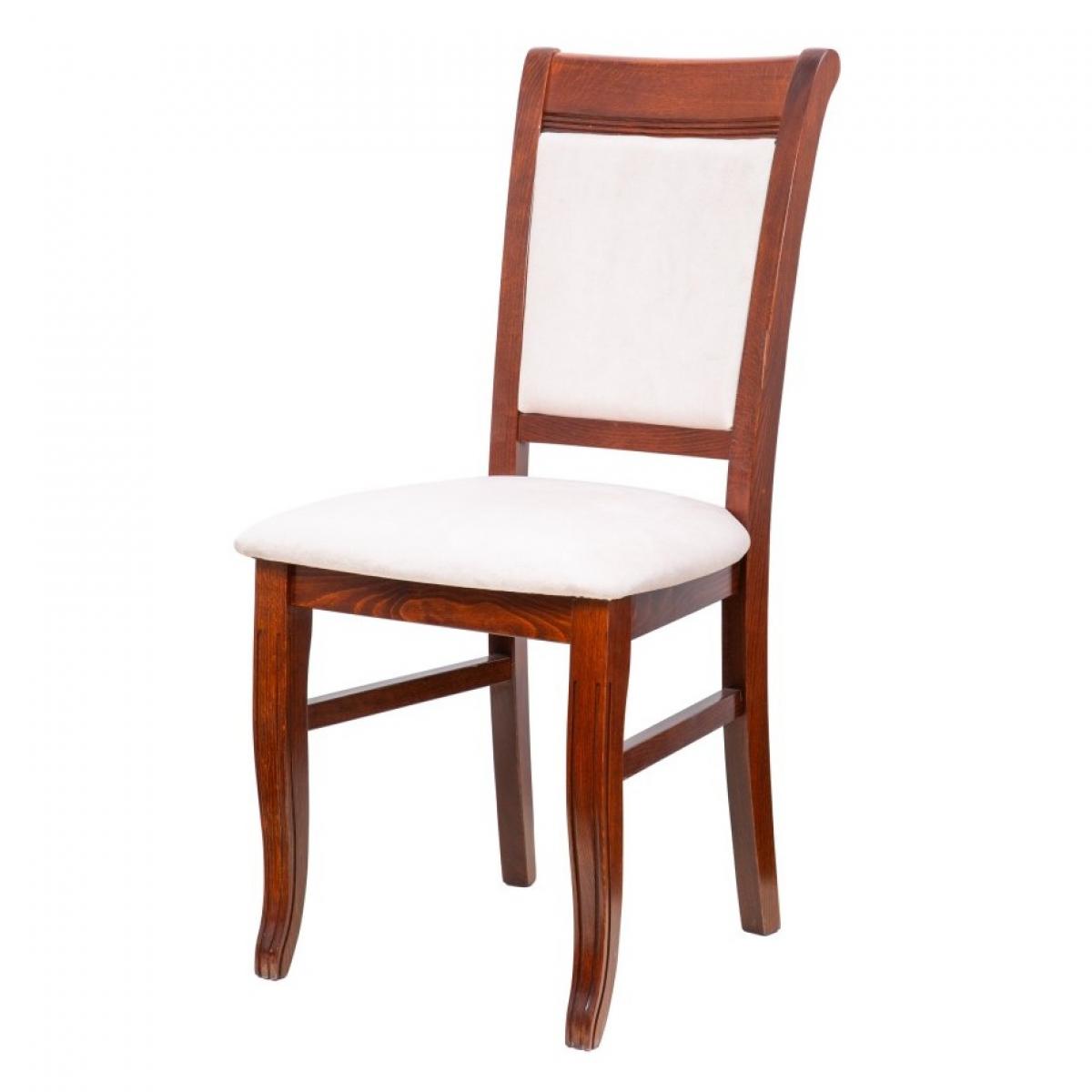 Luxury Upholstered Dining Chair with Padded Backrest - Walnut/Ivory Finish Front View by Luxury Group International