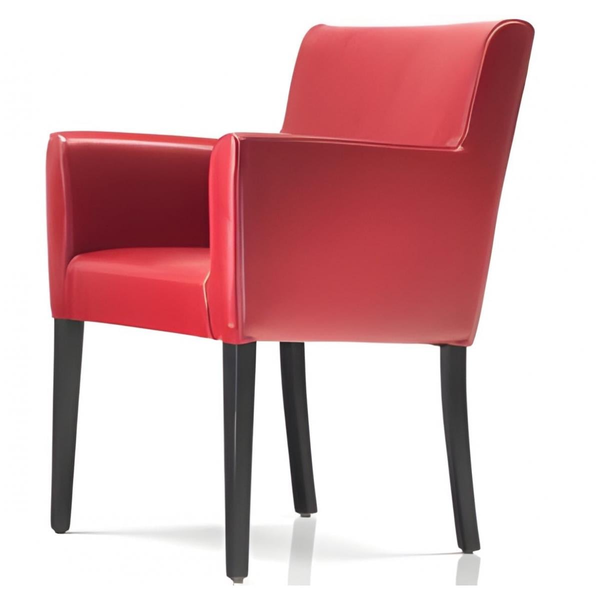 Luxuriöser, gepolsterter, moderner Akzentsessel in kräftigem Rot mit schwarzen Holzbeinen von Luxury Group International