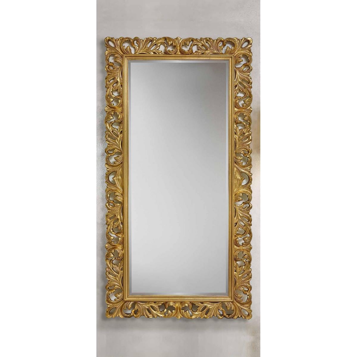 Luxury Vertical Gold Baroque Wall Mirror with Ornate Leaf Carvings and Elegant Trim – 205 CM by Luxury Group International